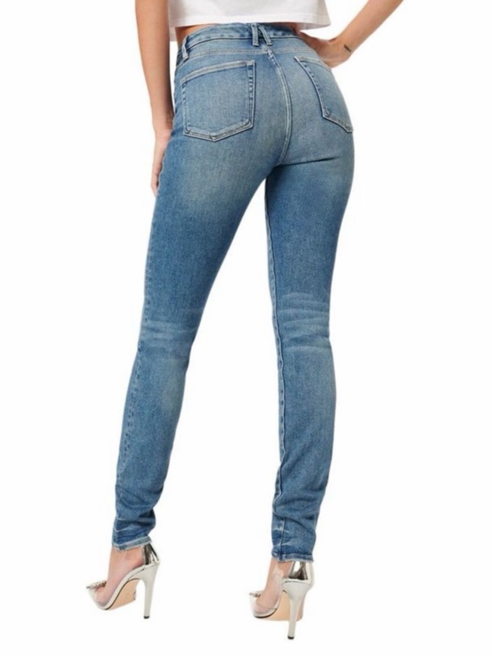 Good American Good Legs Stacked Blue Skinny Jeans Size 4/27 - Picture 2 of 4